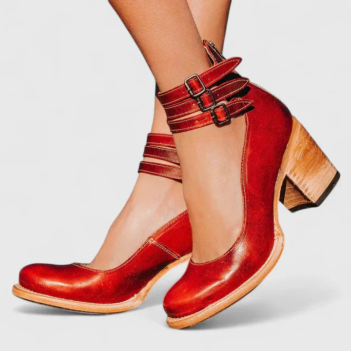Women's Elegant Heels - Sophisticated Comfort Shoes | Autumn - Red
