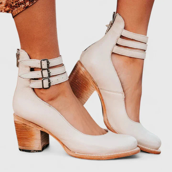 Women's Elegant Heels - Sophisticated Comfort Shoes | Autumn - White