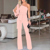 Women's Elegant Jumpsuit | Open Sleeves | Autumn - Pink
