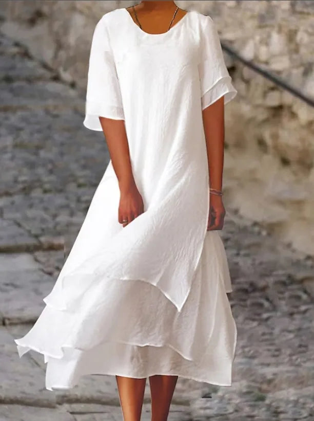 Women's Elegant Long Dress - Flowing Maxi Style | Summer - White