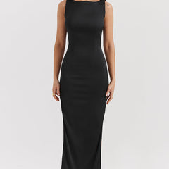 Women's Elegant Maxi Dress | Sleek Black | Formal | Winter