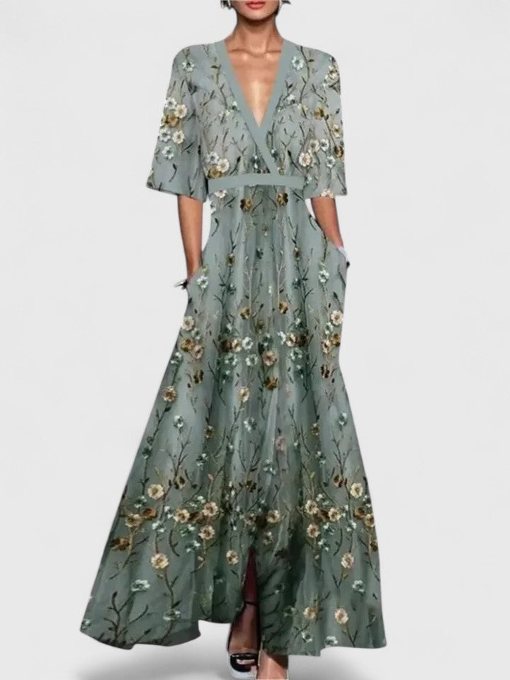 Women's Elegant Maxi Dress - Timeless Formal Gown | Spring - Grey