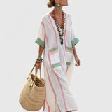 Women's Elegant Maxi Dress - Timeless Relaxed Fit | Summer - White Light Pink