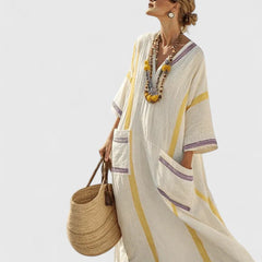 Women's Elegant Maxi Dress - Timeless Relaxed Fit | Summer - Beige Yellow