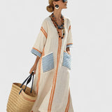 Women's Elegant Maxi Dress - Timeless Relaxed Fit | Summer - Beige Orange