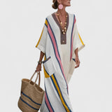 Women's Elegant Maxi Dress - Timeless Relaxed Fit | Summer - White Pink