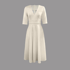 Women's Elegant Midi Dress - Flared Skirt Wedding Guest | Spring