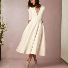 Women's Elegant Midi Dress - Flared Skirt Wedding Guest | Spring
