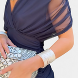 Women's Elegant Midi Dress - Flowing Silhouette | Spring - Blue