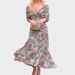 Women's Elegant Midi Dress - Flowing Silhouette | Spring