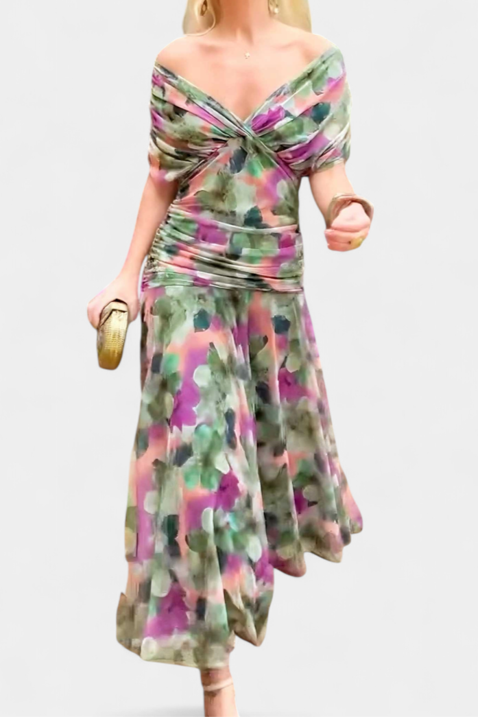 Women's Elegant Midi Dress - Flowing Silhouette | Spring