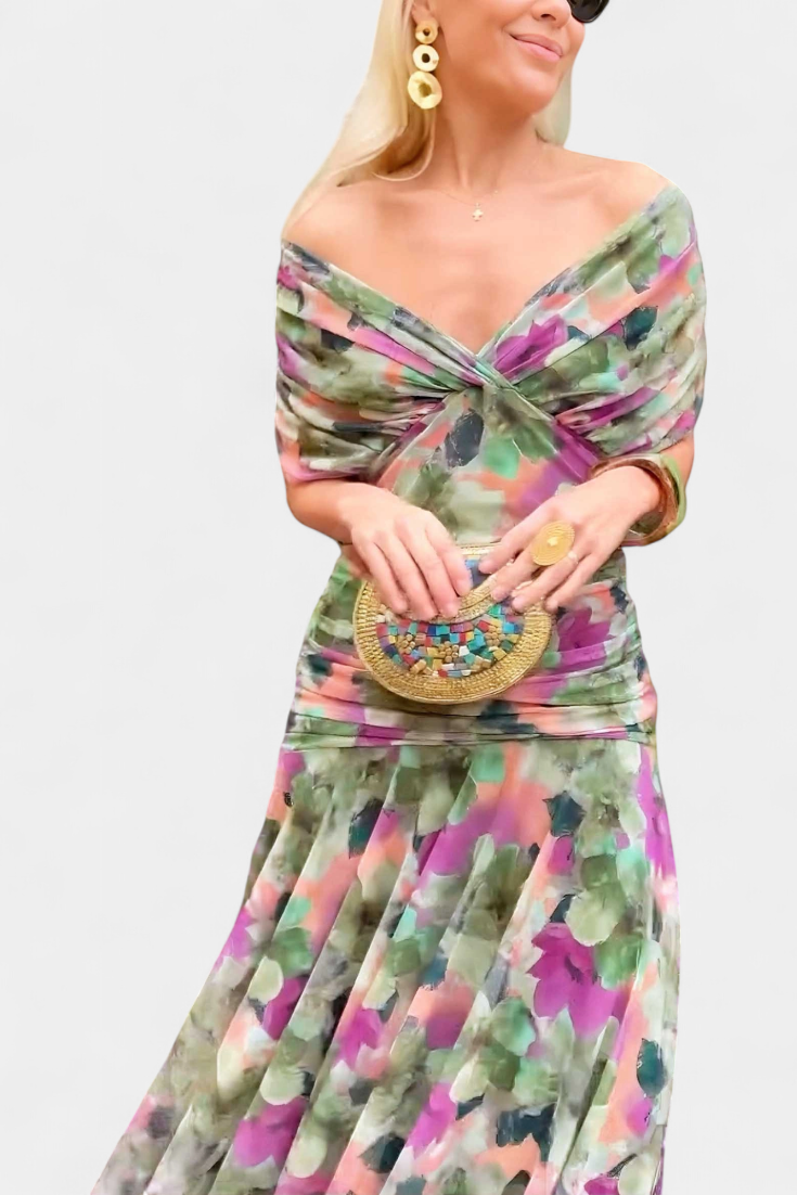 Women's Elegant Midi Dress - Flowing Silhouette | Spring