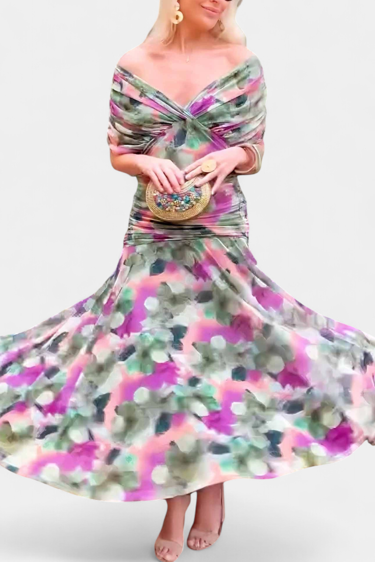 Women's Elegant Midi Dress - Flowing Silhouette | Spring