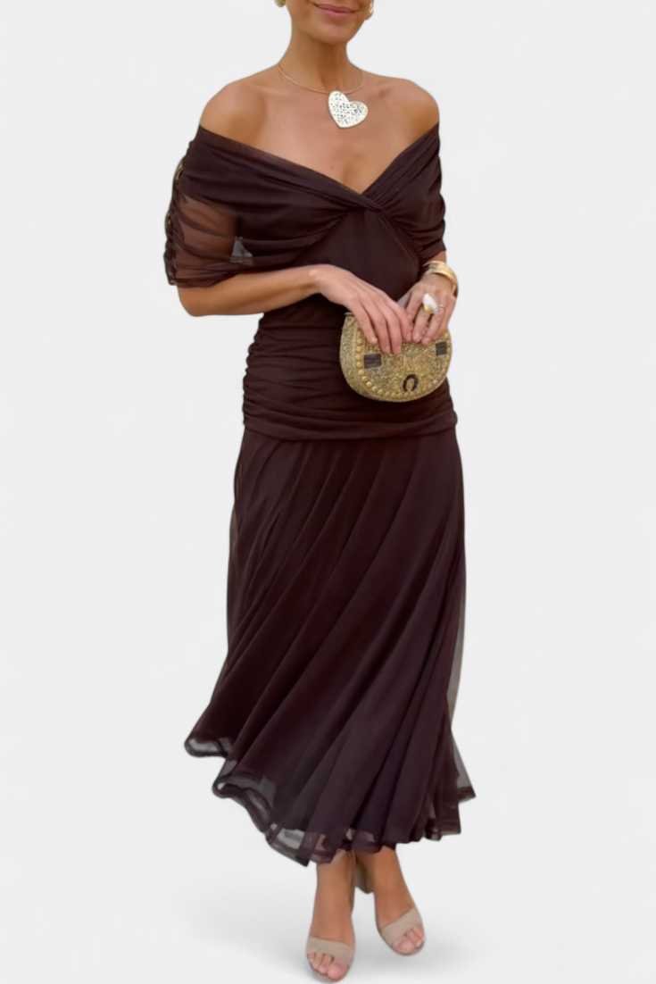 Women's Elegant Midi Dress - Flowing Silhouette | Spring