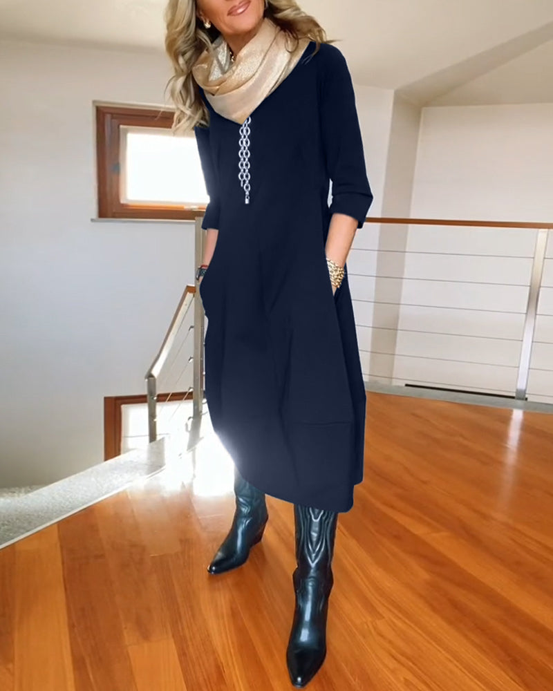 Women's Elegant Midi Dress | Long Sleeves | Autumn