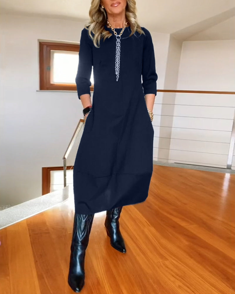 Women's Elegant Midi Dress | Long Sleeves | Autumn