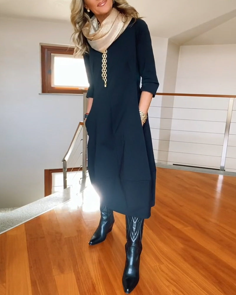Women's Elegant Midi Dress | Long Sleeves | Autumn
