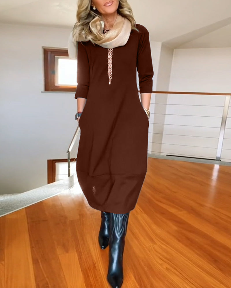 Women's Elegant Midi Dress | Long Sleeves | Autumn