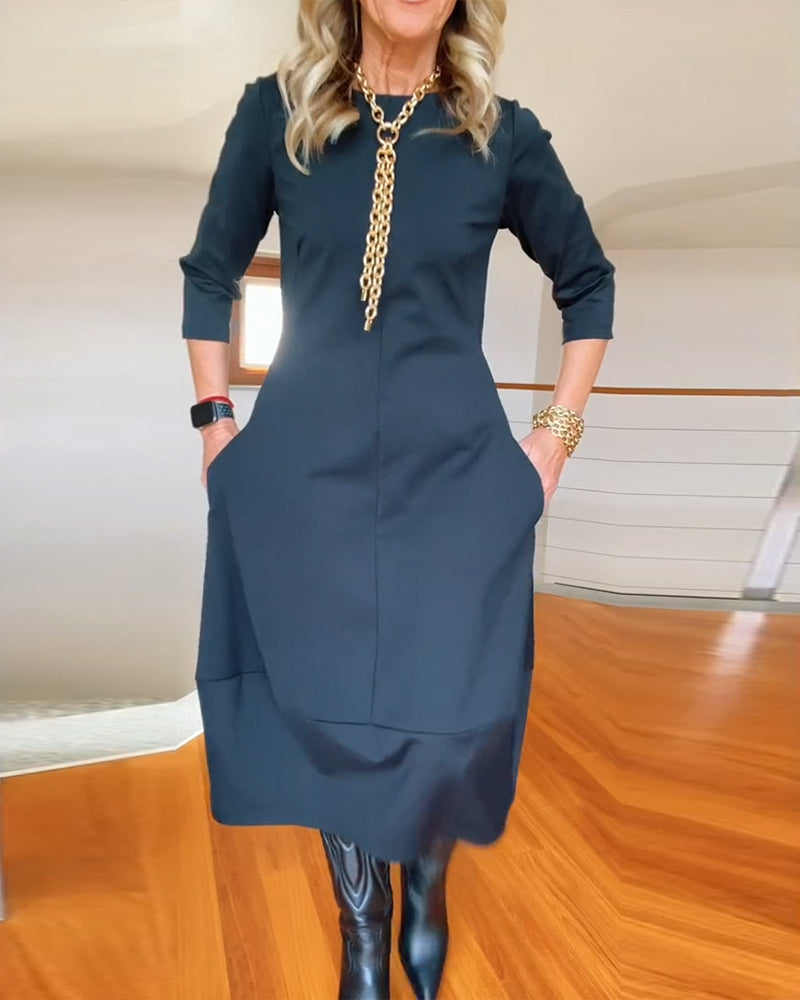 Women's Elegant Midi Dress | Long Sleeves | Autumn
