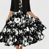 Women's Elegant Midi Dress - Tailored Silhouette | Spring - Black