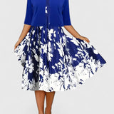 Women's Elegant Midi Dress - Tailored Silhouette | Spring - Blue