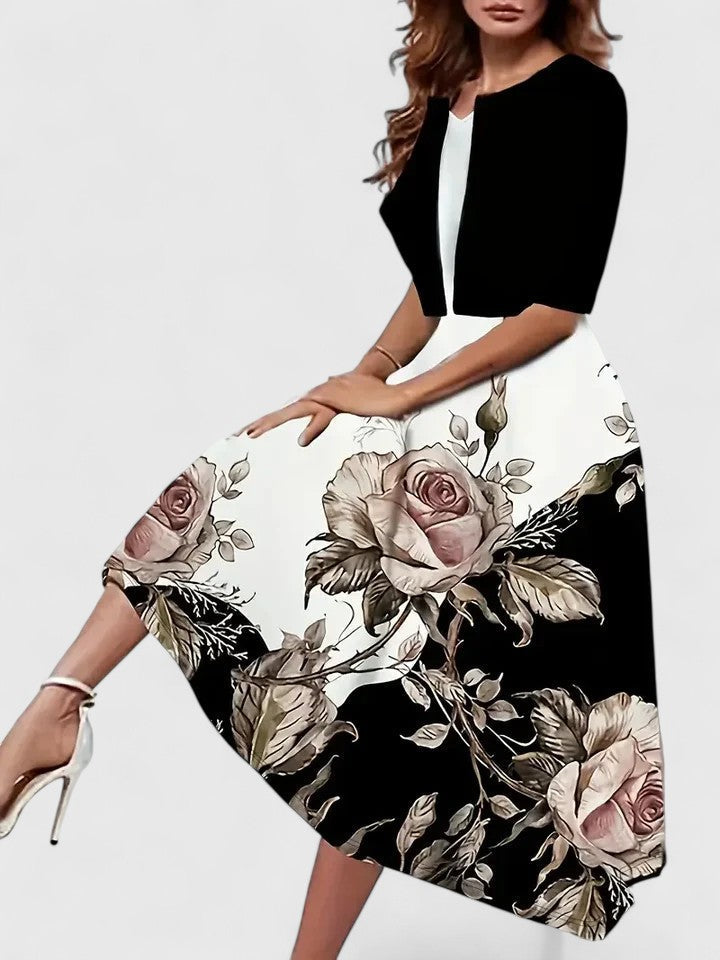 Women's Elegant Midi Dress - Tailored Silhouette | Spring