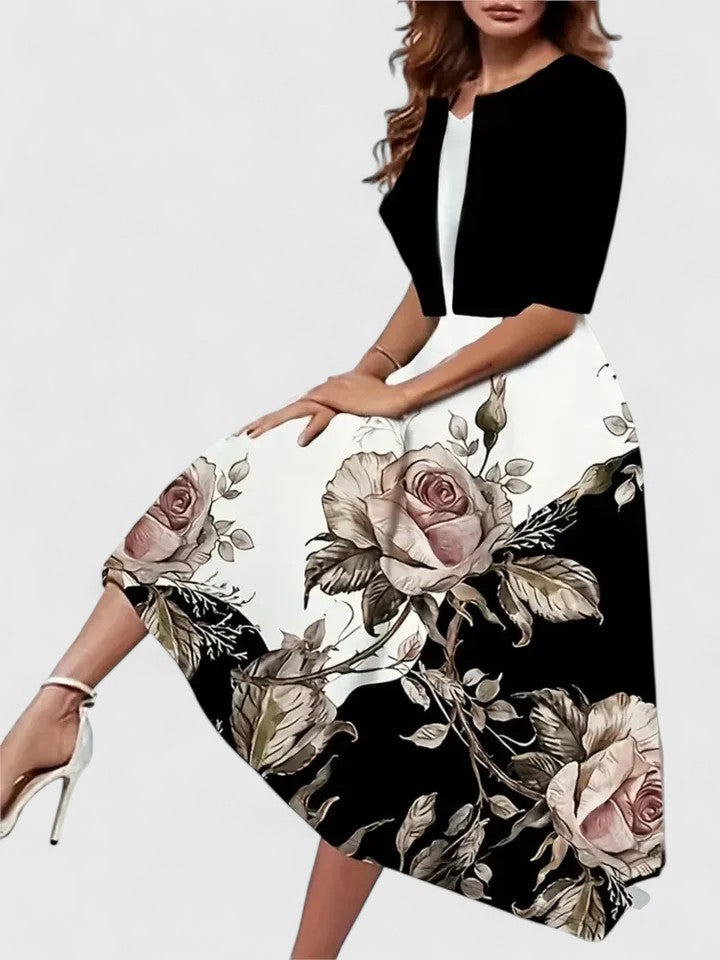 Women's Elegant Midi Dress - Tailored Silhouette | Spring