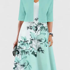Women's Elegant Midi Dress - Tailored Silhouette | Spring - Green