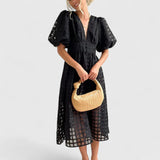 Women's Elegant Midi Dress - Versatile Day to Night | Spring - Black