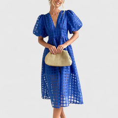 Women's Elegant Midi Dress - Versatile Day to Night | Spring - Blue