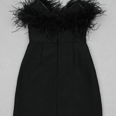 Women's Elegant Mini Dress | Feathered Detail | Winter