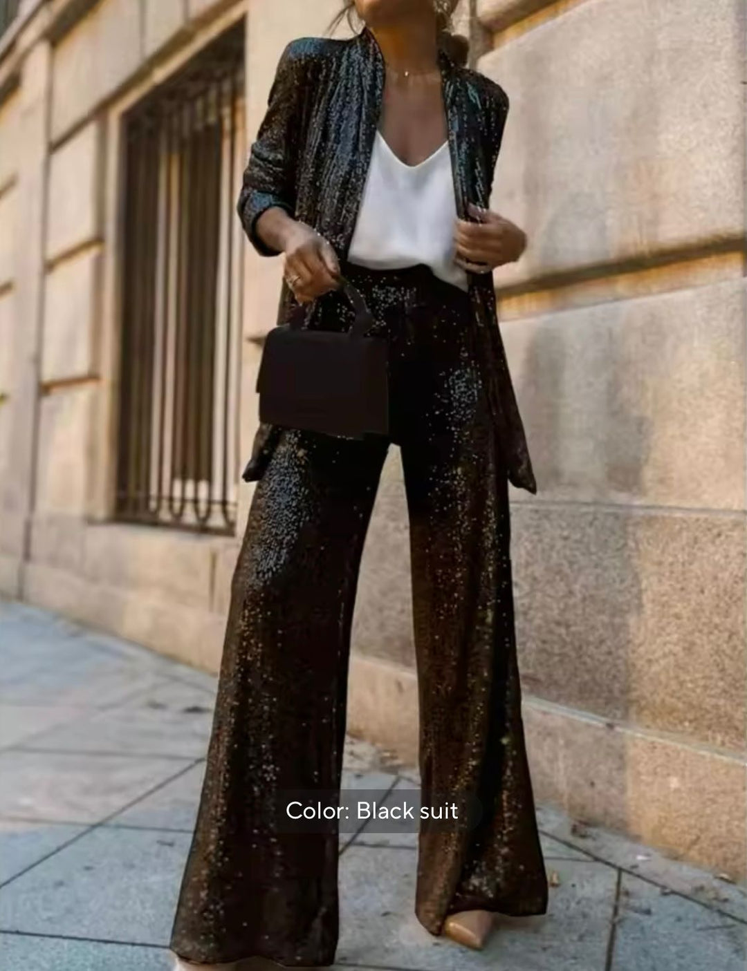 Women's Elegant Set | Sequin | Coordinated | Winter - Black