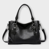 Women's Elegant Shoulder Bag - Structured Flap Design - Black