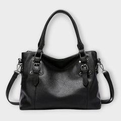 Women's Elegant Shoulder Bag - Structured Flap Design - Black
