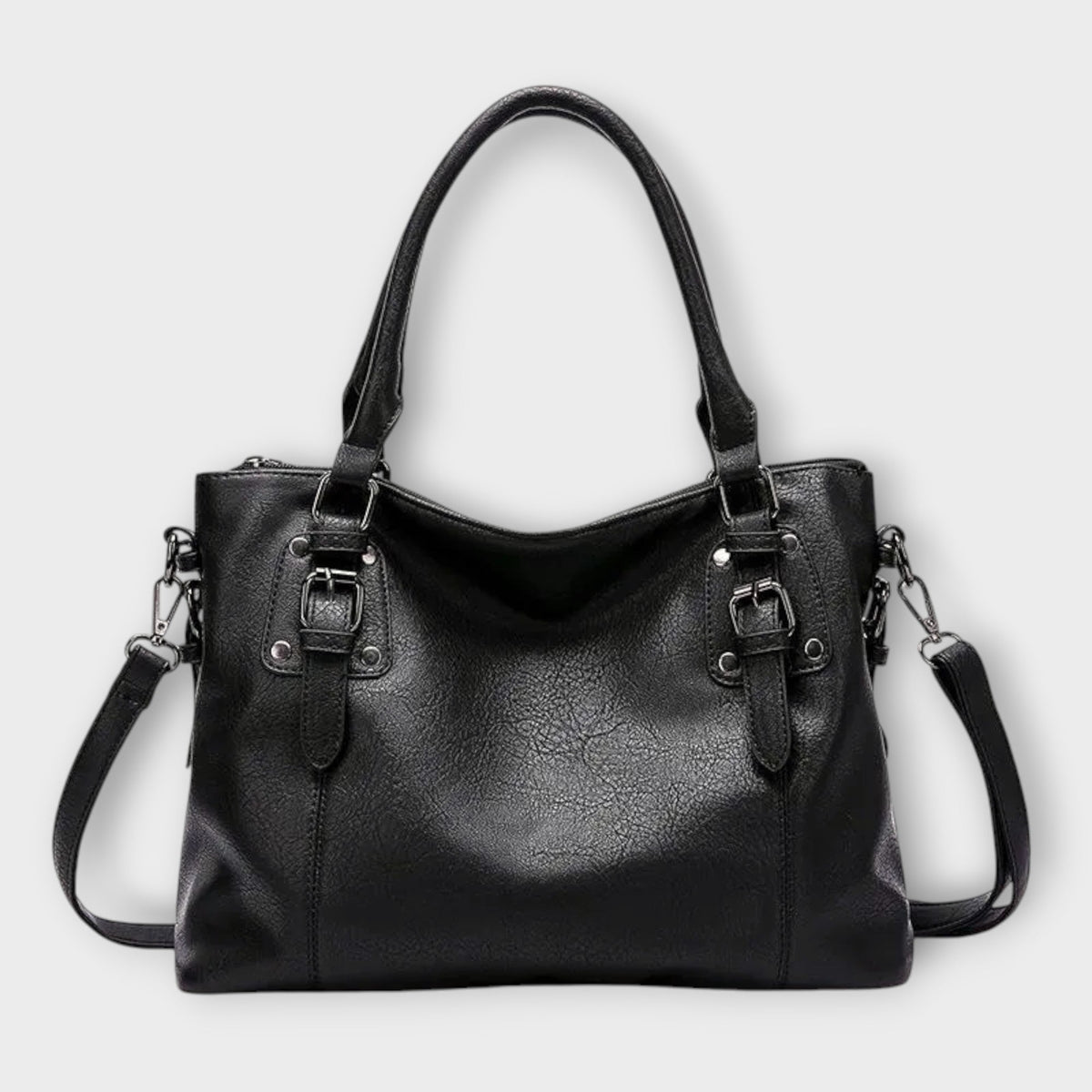 Women's Elegant Shoulder Bag - Structured Flap Design - Black