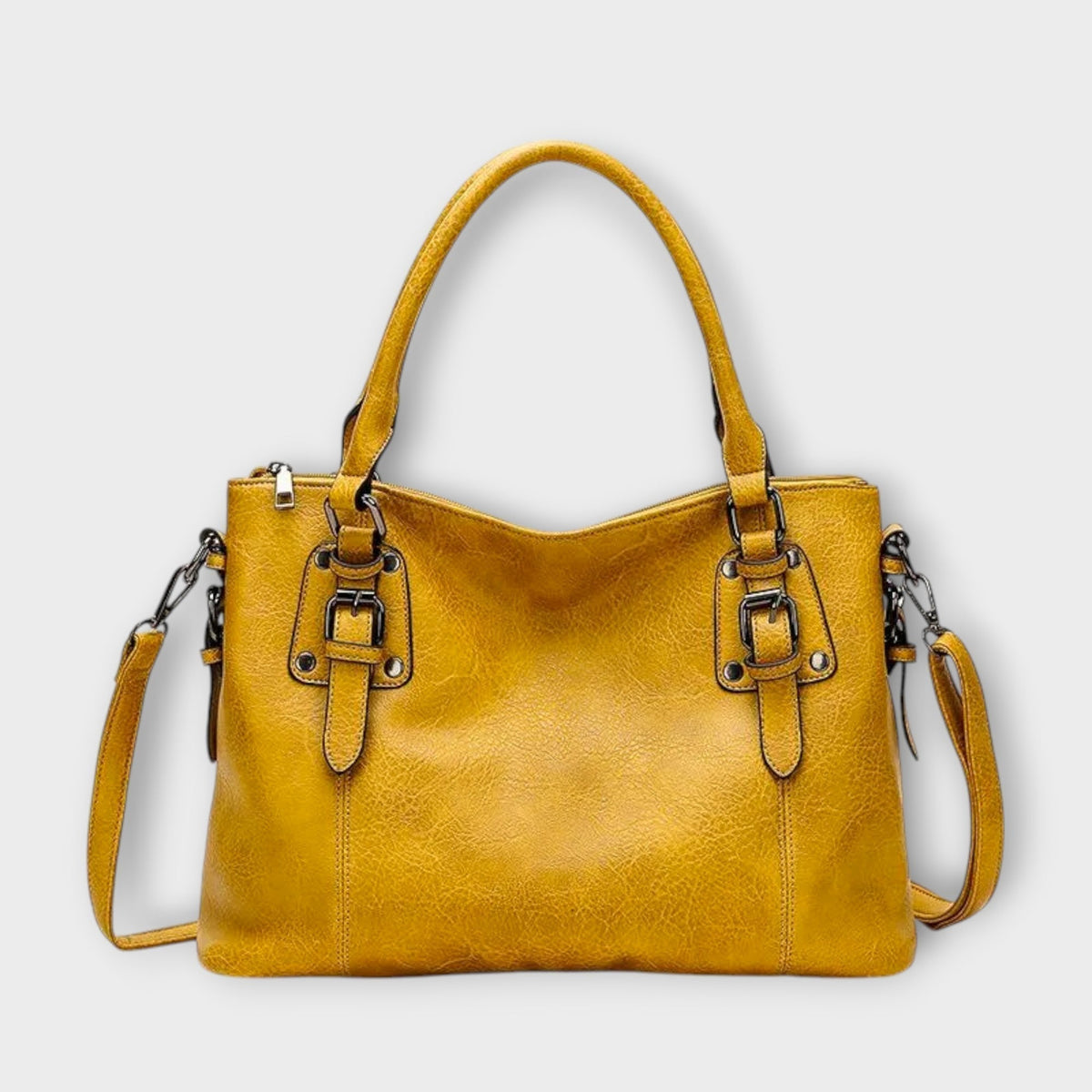 Women's Elegant Shoulder Bag - Structured Flap Design - Yellow