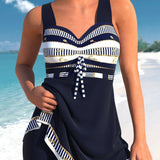 Women's Elegant Swimsuit Dress - Flowing Summer Style - Black