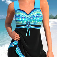 Women's Elegant Swimsuit Dress - Flowing Summer Style - Blue