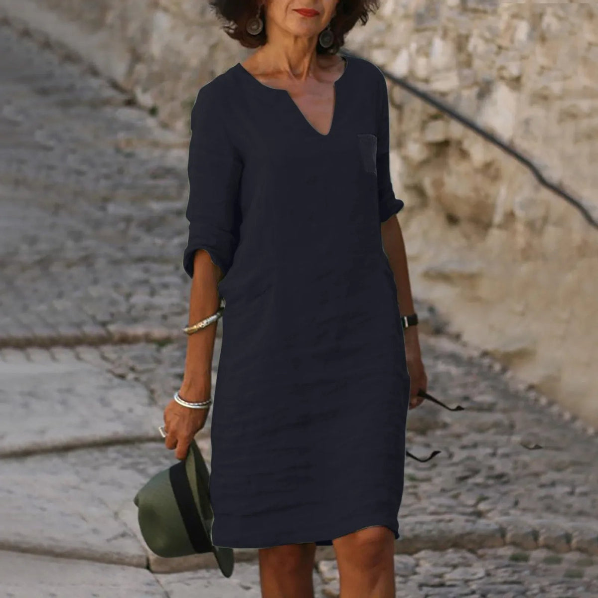 Women's Elegant Tunic Dress - Versatile Summer Style - Black