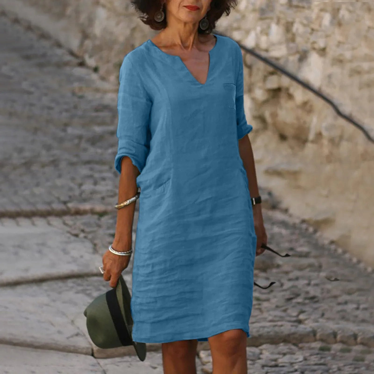 Women's Elegant Tunic Dress - Versatile Summer Style - Blue