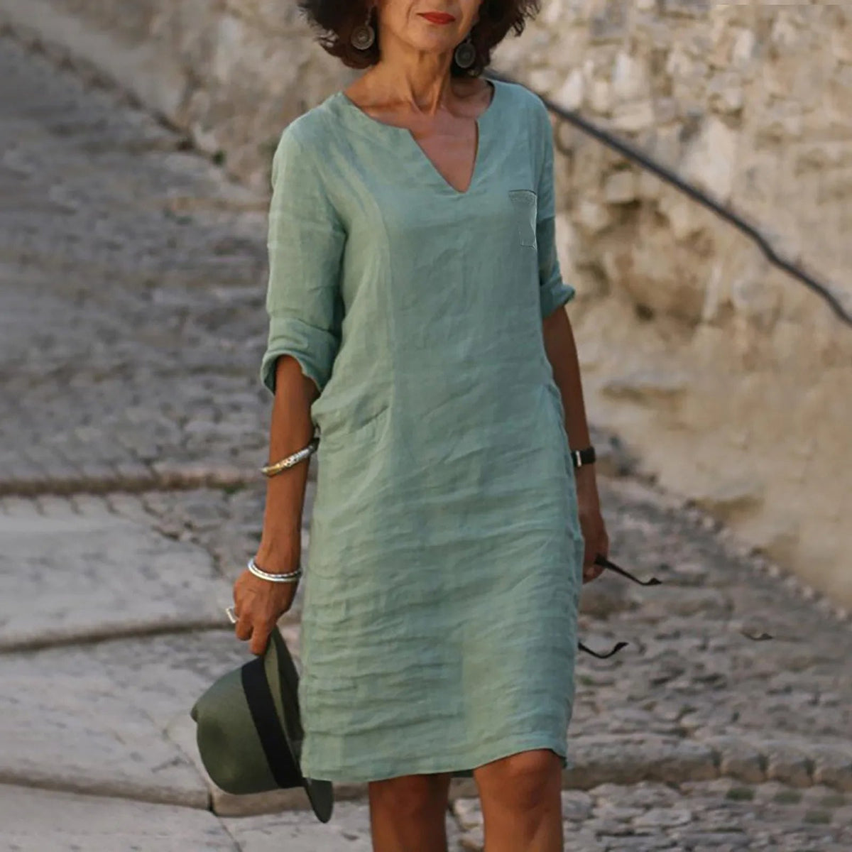 Women's Elegant Tunic Dress - Versatile Summer Style - Green