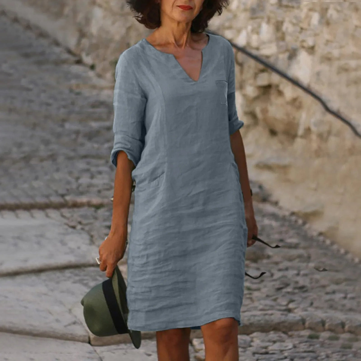 Women's Elegant Tunic Dress - Versatile Summer Style - Grey