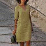 Women's Elegant Tunic Dress - Versatile Summer Style - Khaki