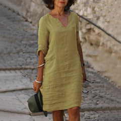 Women's Elegant Tunic Dress - Versatile Summer Style - Khaki