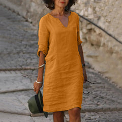 Women's Elegant Tunic Dress - Versatile Summer Style - Orange