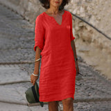 Women's Elegant Tunic Dress - Versatile Summer Style - Red