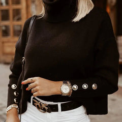 Women's Elegant Turtleneck | Ribbed Knit | Winter - Black