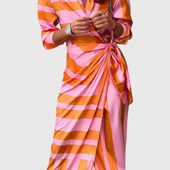 Women's Elegant Wrap Dress with Print - Flattering Fit | Spring