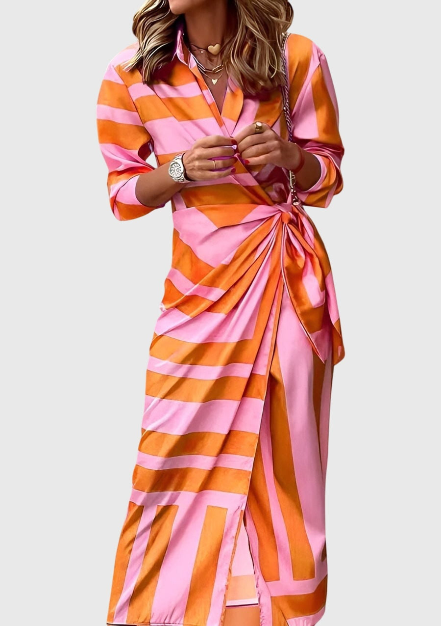 Women's Elegant Wrap Dress with Print - Flattering Fit | Spring