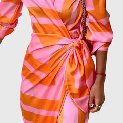 Women's Elegant Wrap Dress with Print - Flattering Fit | Spring